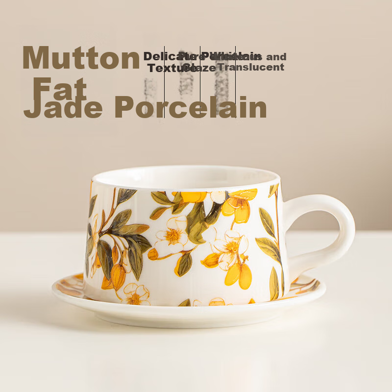 Gold Inlaid Jade Ceramic Mug High-Value Practical Coffee Tea Cup for Women Ins Style Birthday Wedding Gift