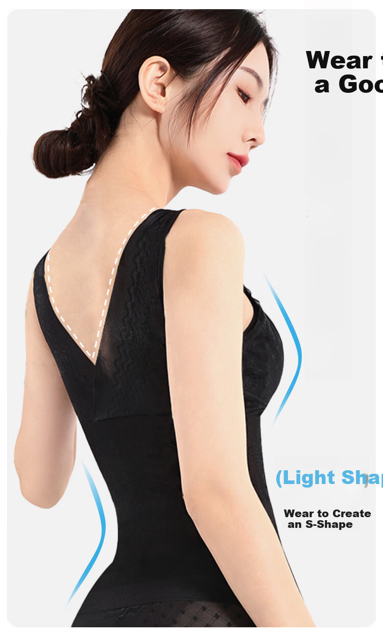 GRACEWELL Women's Slimming Breathable Thin Shapewear Vest with Built-in Bra Pads Embroidered Waist Trainer Body Shaper Top 2