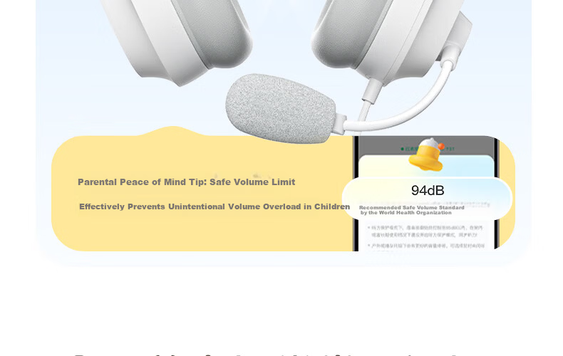 IKF Fkids Y01 Wired Over-Ear Headphones for Students, English Listening and Speaking Exam, Children's Online Learning Headset, 3.5mm Jack, Moonlight White 23