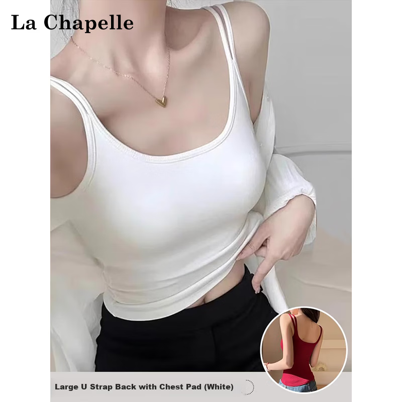 La Chapelle Padded Small Strap Tank Top Women's Innerwear 2026 New Integrated Bra Large U Back Wine Red M