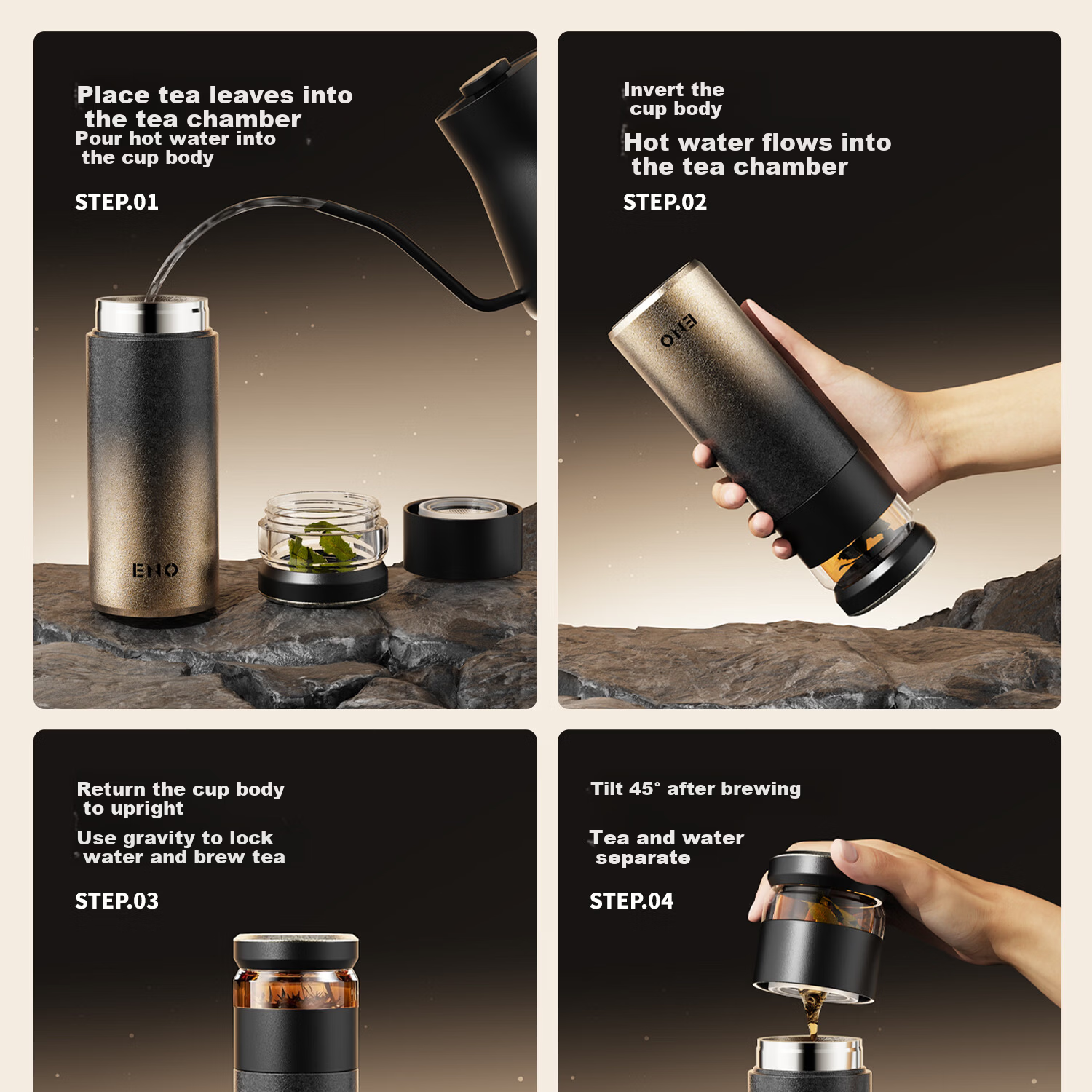 Eno 2026 New High-End Pure Titanium Insulated Water Bottle for Men and Women, Health Preservation Tea Separation Tea Brewing Cup, Gift Cup 12