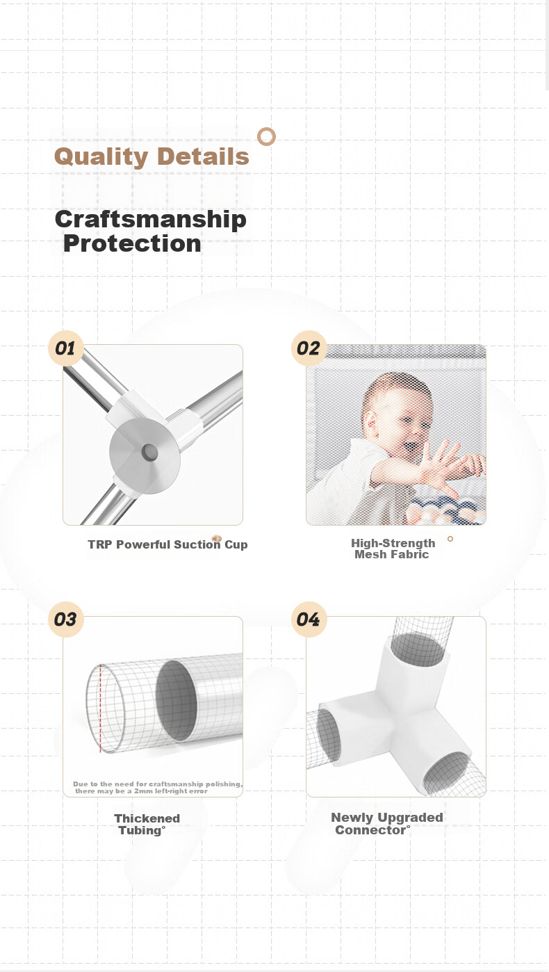 Babamama Baby Playpen Floor Mat with 2m Fence and 60 Balls Indoor Baby Safety Barrier for Living Room Children's Play Area 13