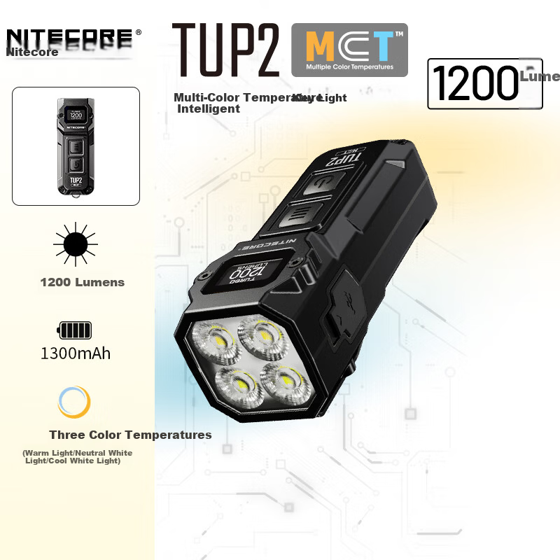 NITECORE TUP2 Obsidian Black Multi-Color Temperature Keychain Light Outdoor Portable Mini Flashlight EDC Lighting