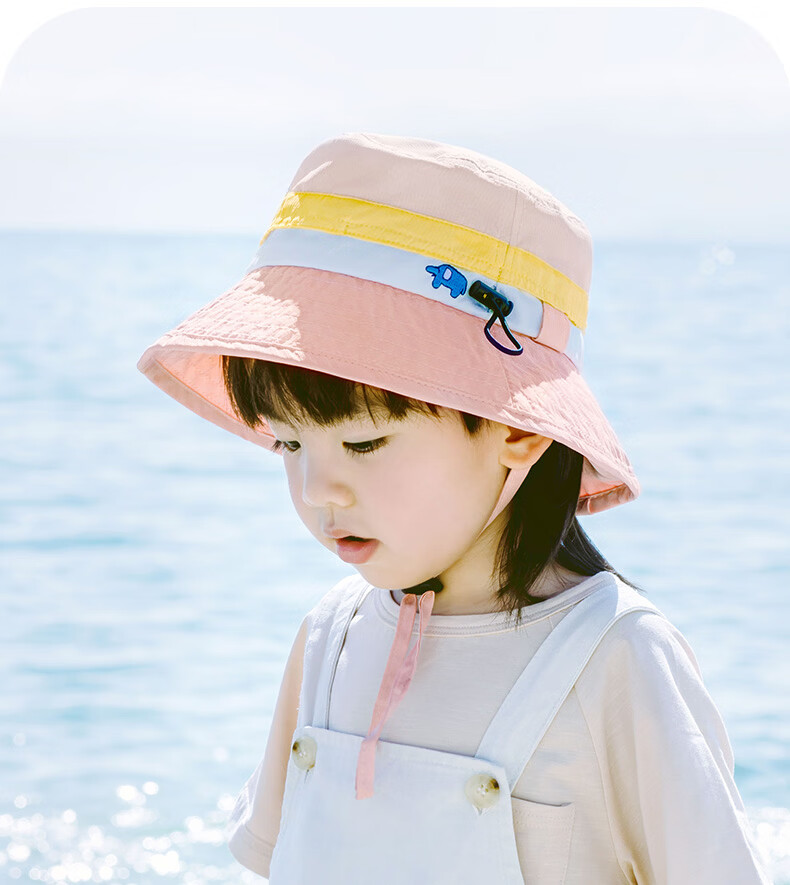 SHUKIKU Kids Sun Protection Hat UV Adjustable Breathable Bucket Hat Yellow Blue Elephant Size M 21