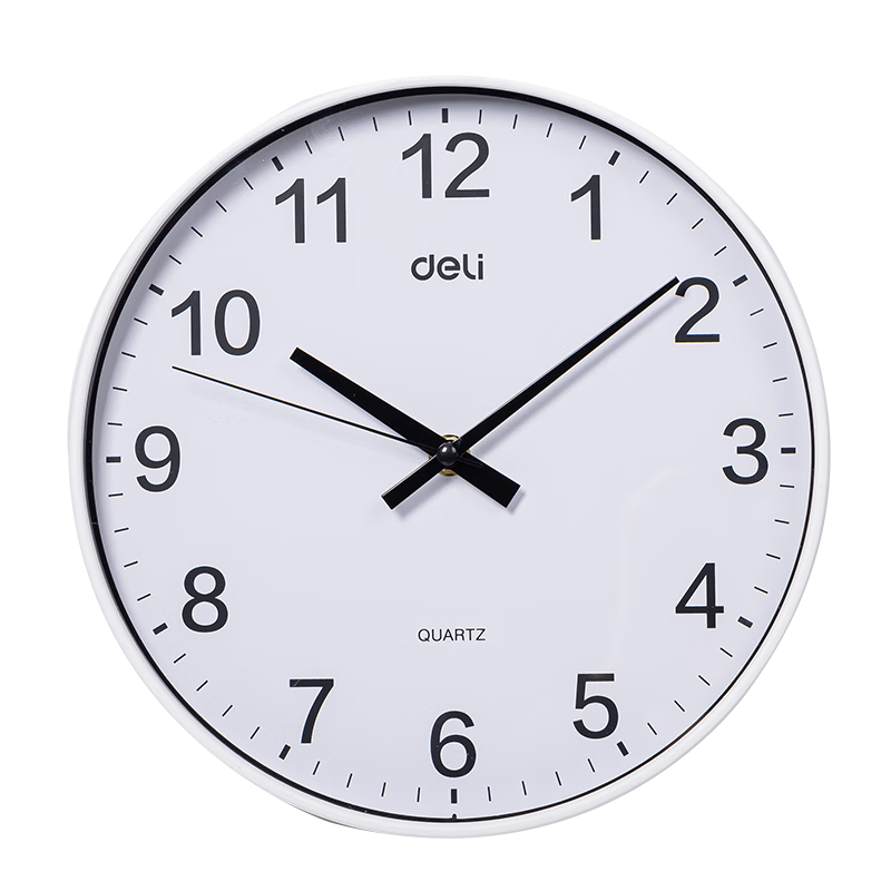 Deli Wall Clock Silent Movement Modern Home Bedroom Simple Design LE407-White 35cm Diameter