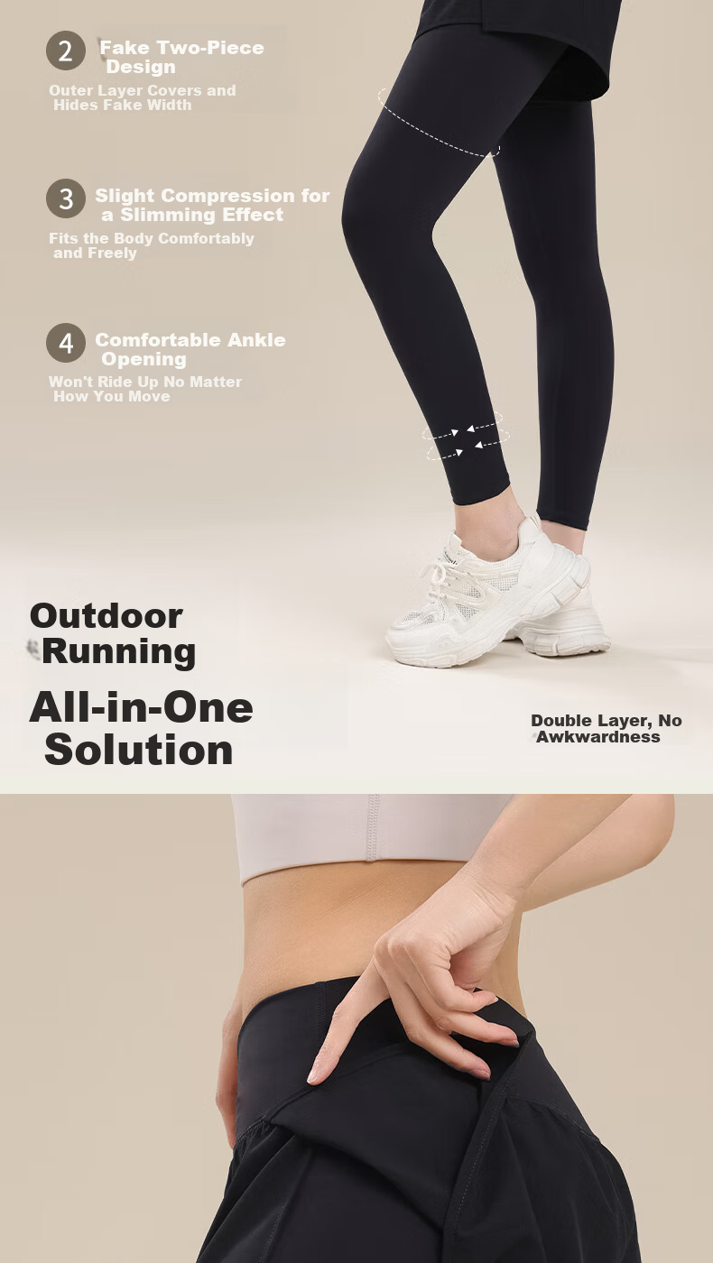 Free Style Women's Two-in-One Yoga Pants Spring Autumn Outdoor Sports Fitness Quick-Dry Pilates Training High-Waist Long Pants 4