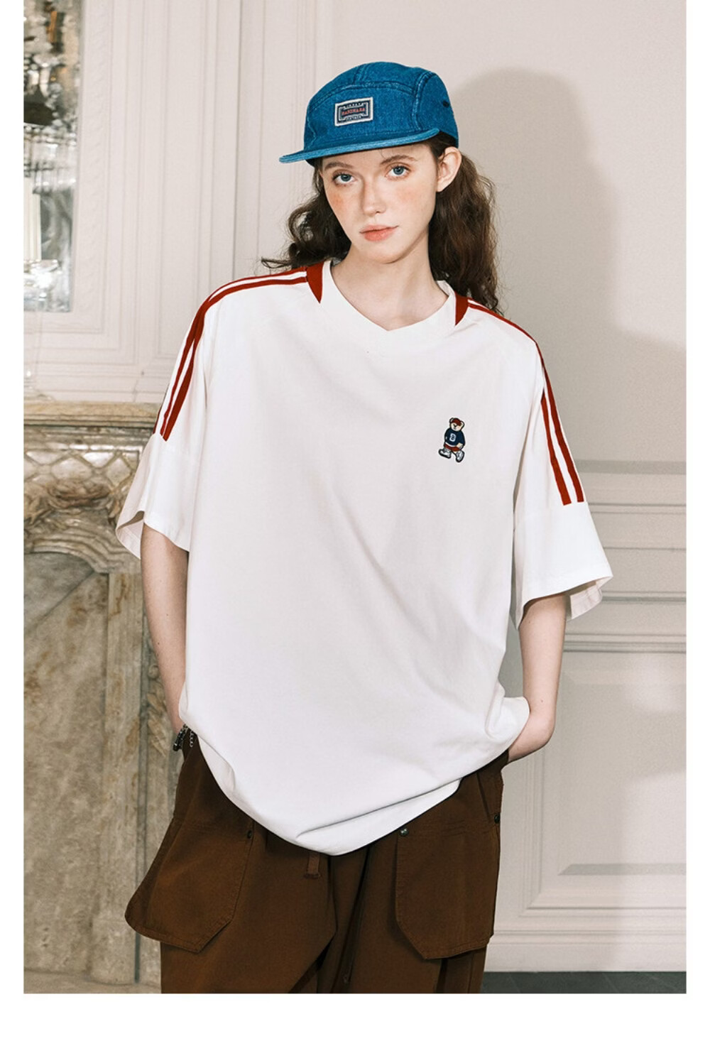 ICH MODE Raglan Stripe V-Neck Short Sleeve T-Shirt Women Summer Bear Series Sorona Cooling Top Black M 11