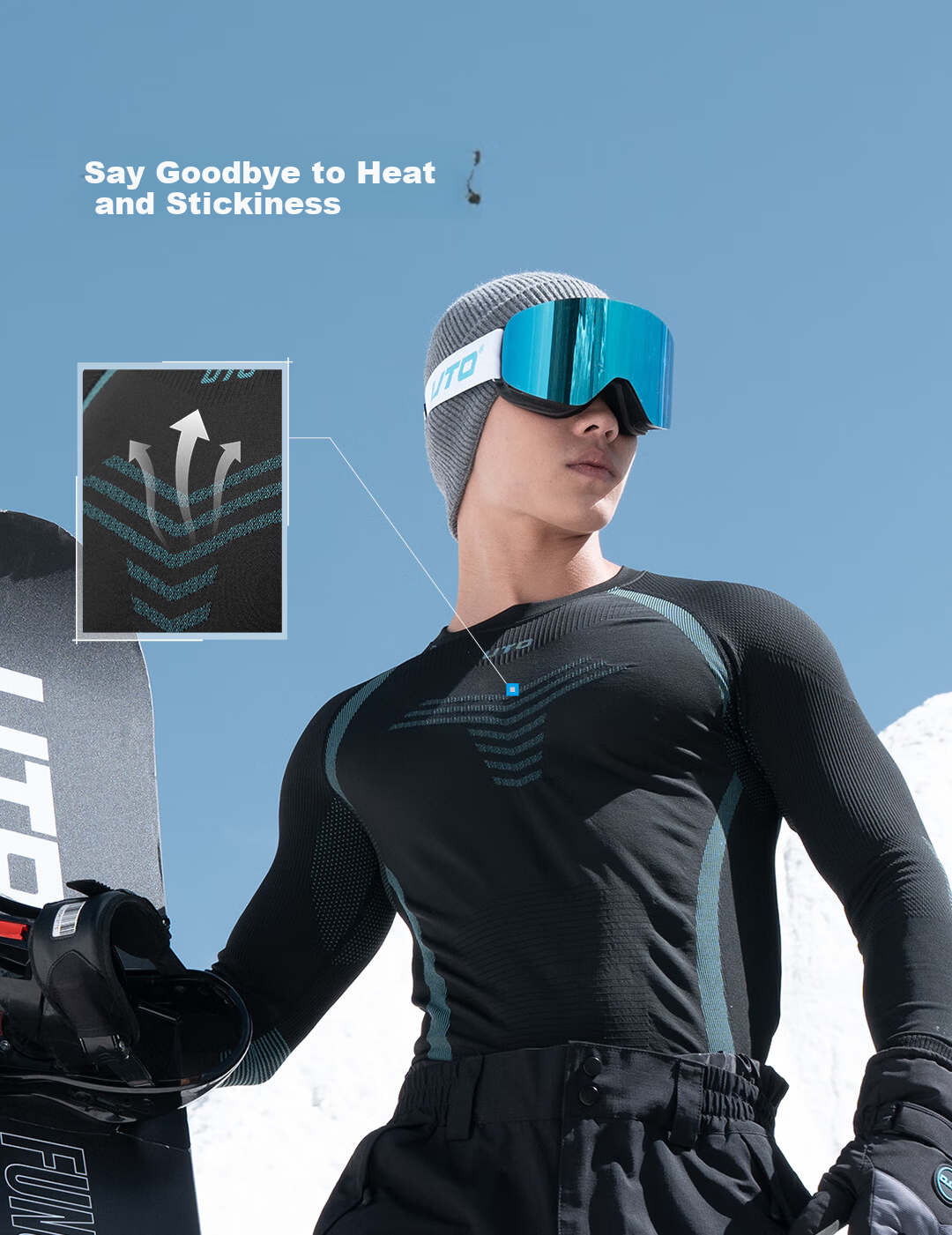 UTO Compression Quick-Dry Set Men's Outdoor Sports Skiing Running Thermal Underwear Jade Green 3XL 5