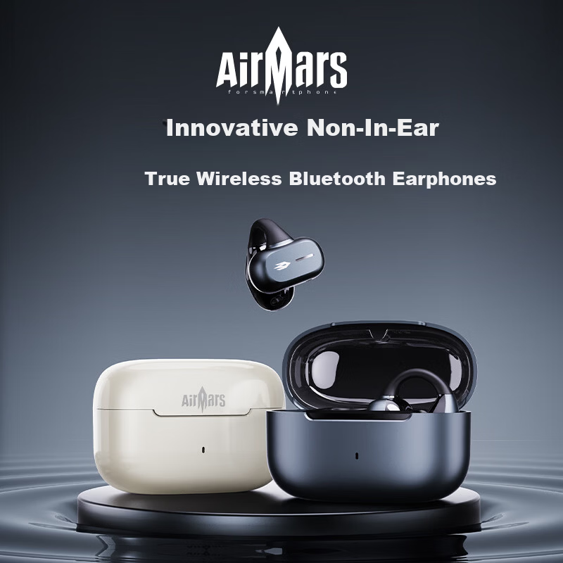 AIRMARS FORSMARTPHONE Bluetooth Ear Clip Wireless Open Ear Hanging Earphones Non-In-Ear Sports Running Call Noise Cancelling Surround Stereo for Apple Huawei Xiaomi Phones