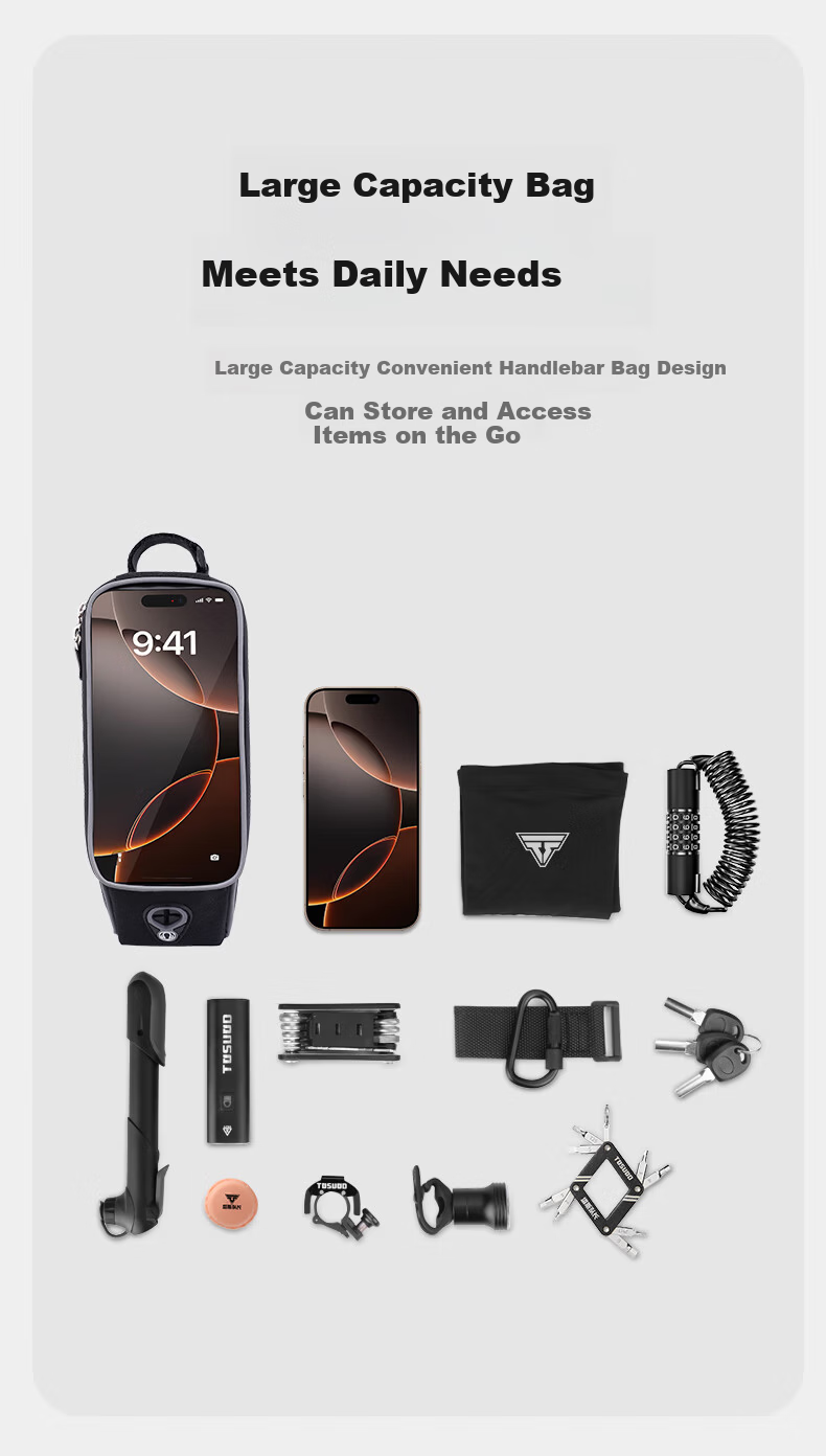 TOSUOD Bicycle Riding Handlebar Touchscreen Front Tube Bag Waterproof Road Bike Frame Bag Phone Bag Cycling Accessories 6