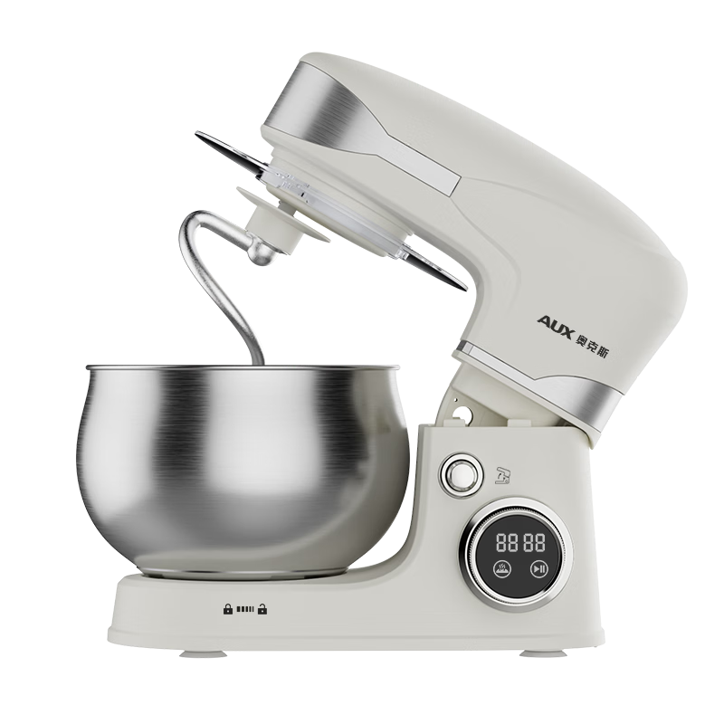 AUX Little White Bear Pro Kitchen Machine Home Smart Dough Mixer New Upgrade Fermentation Kneading DC Low Noise Egg Beater 5L Multifunctional Cream 800W Automatic Stirrer SC-228
