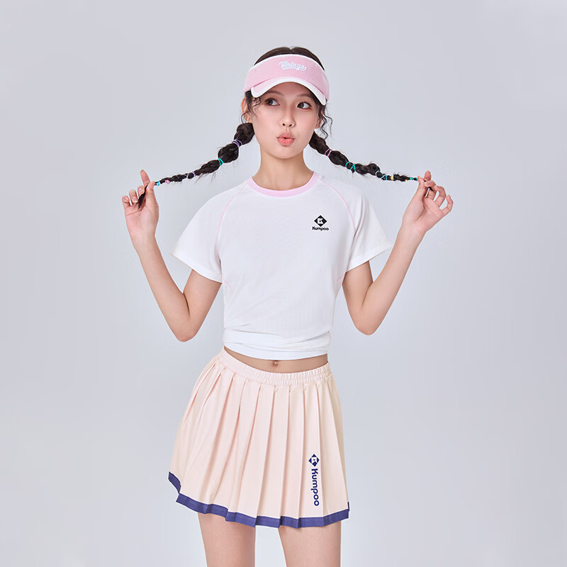 KUMPOO 26th Anniversary New Women's Badminton Short Sleeve Shirt Loose Comfortable Versatile Xunfeng K261W-1730 White S