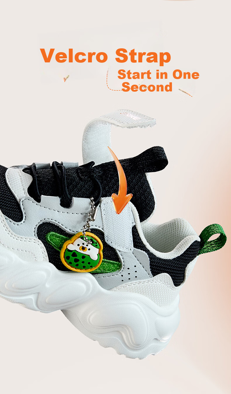 ERKE Kids Casual Shoes Boys and Girls Lightweight Sports Shoes Black/Crystal White/Dew Gray Size 28 7