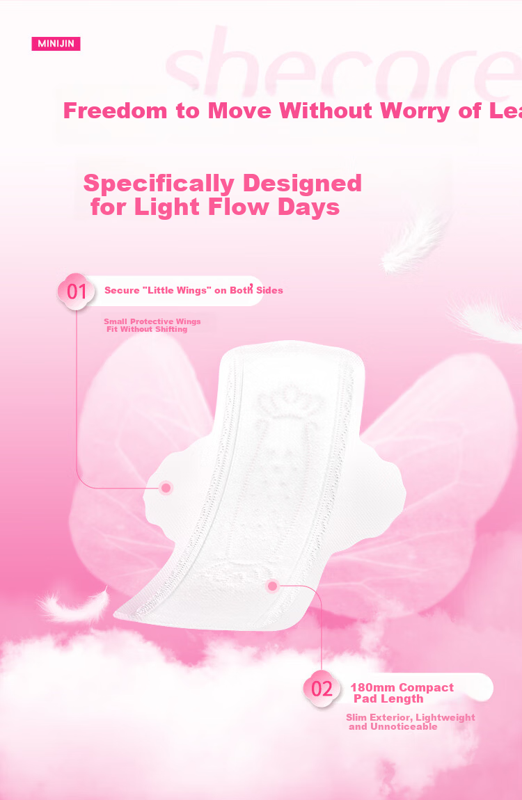 Shulai Mini Sanitary Napkins Daytime Panty Liners 180mm 60pcs Ultra Thin Menstrual Pads JD Self-operated 2