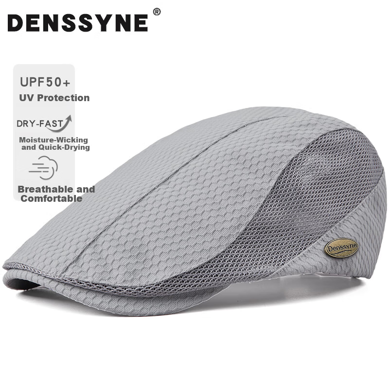 Denssyne Quick-Dry Men's Summer Beret Breathable Mesh Thin Sun Protection Casual Versatile Fishing Outdoor Cap