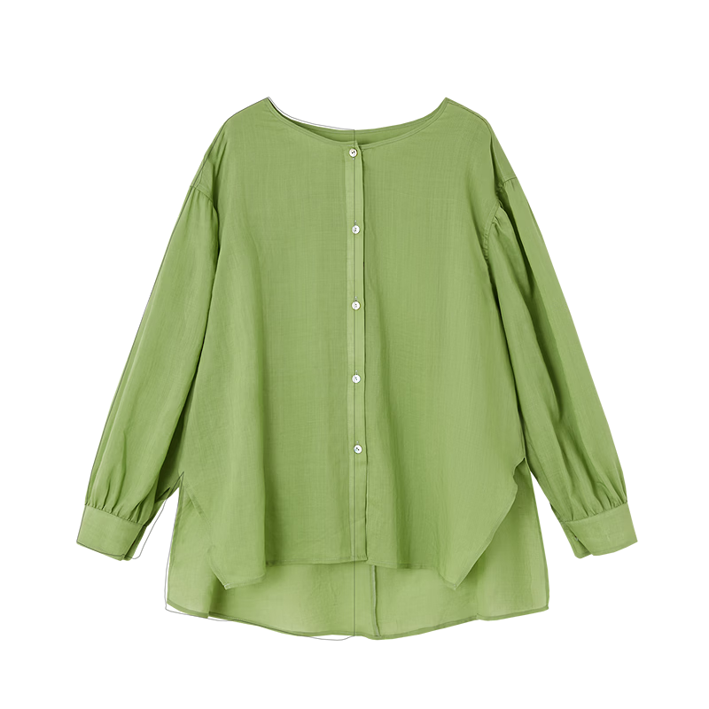 Demana [Ramie Lyocell Blend] Spring Breathable Crew Neck Drop Shoulder Loose Fit Petite Women's Shirt