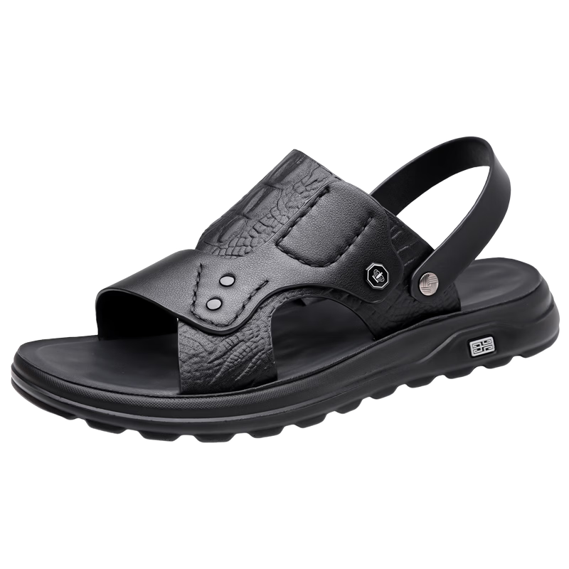 Jingzhenlianggong New Casual Soft Sole Men's Breathable Anti-Slip Sandals Slippers Dark Brown [Beach Style] Size 38
