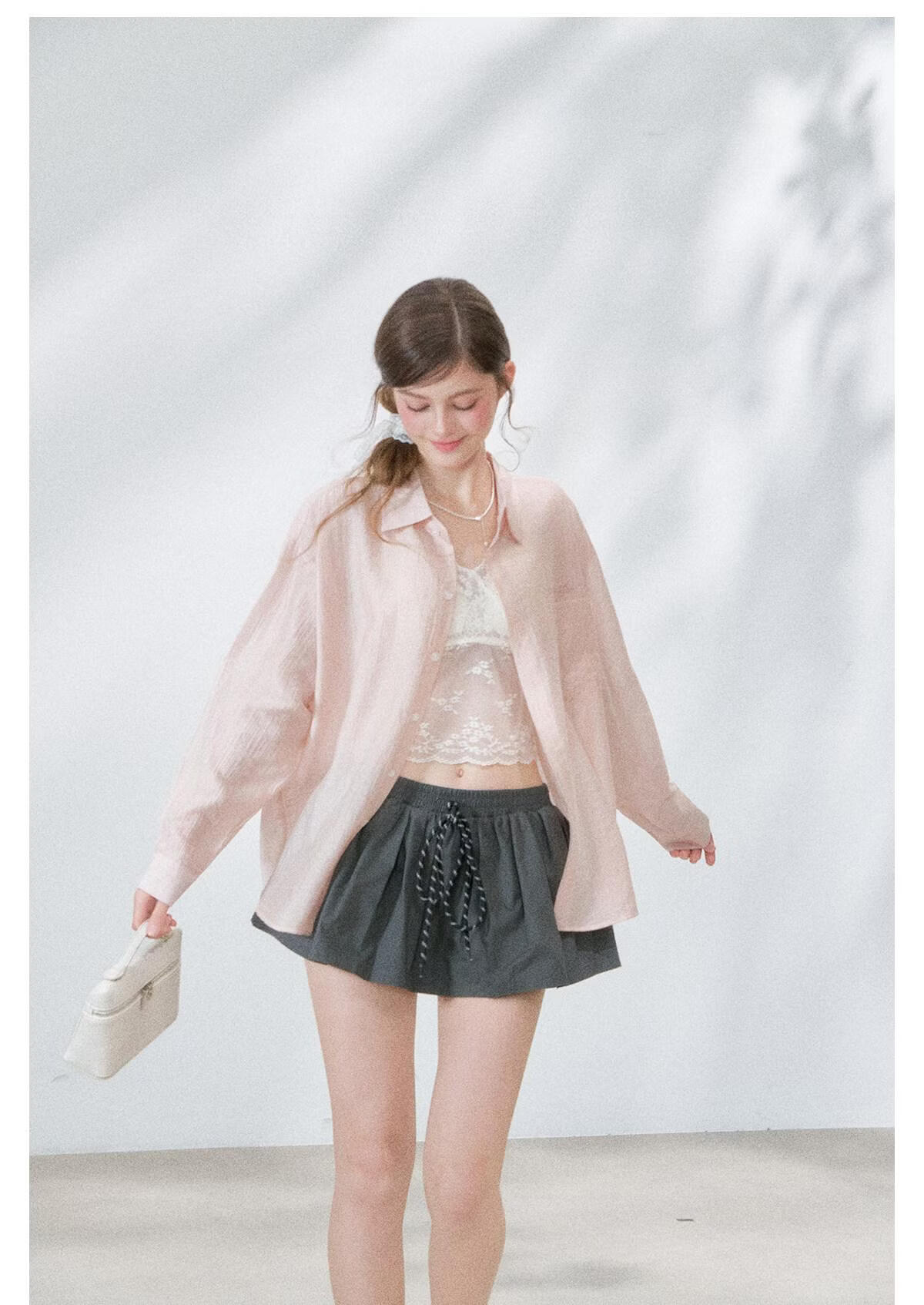 ICH MODE "Spring Light Leisure" Lyocell Sun Protection Long Sleeve Shirt Women Lazy Style Thin Jacket White M 3