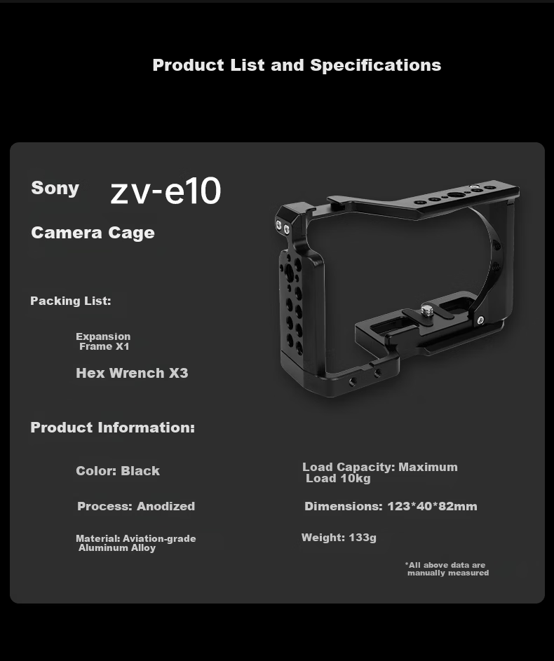 Yingshiji Camera Cage Expansion Frame for Sony ZV-E10 12