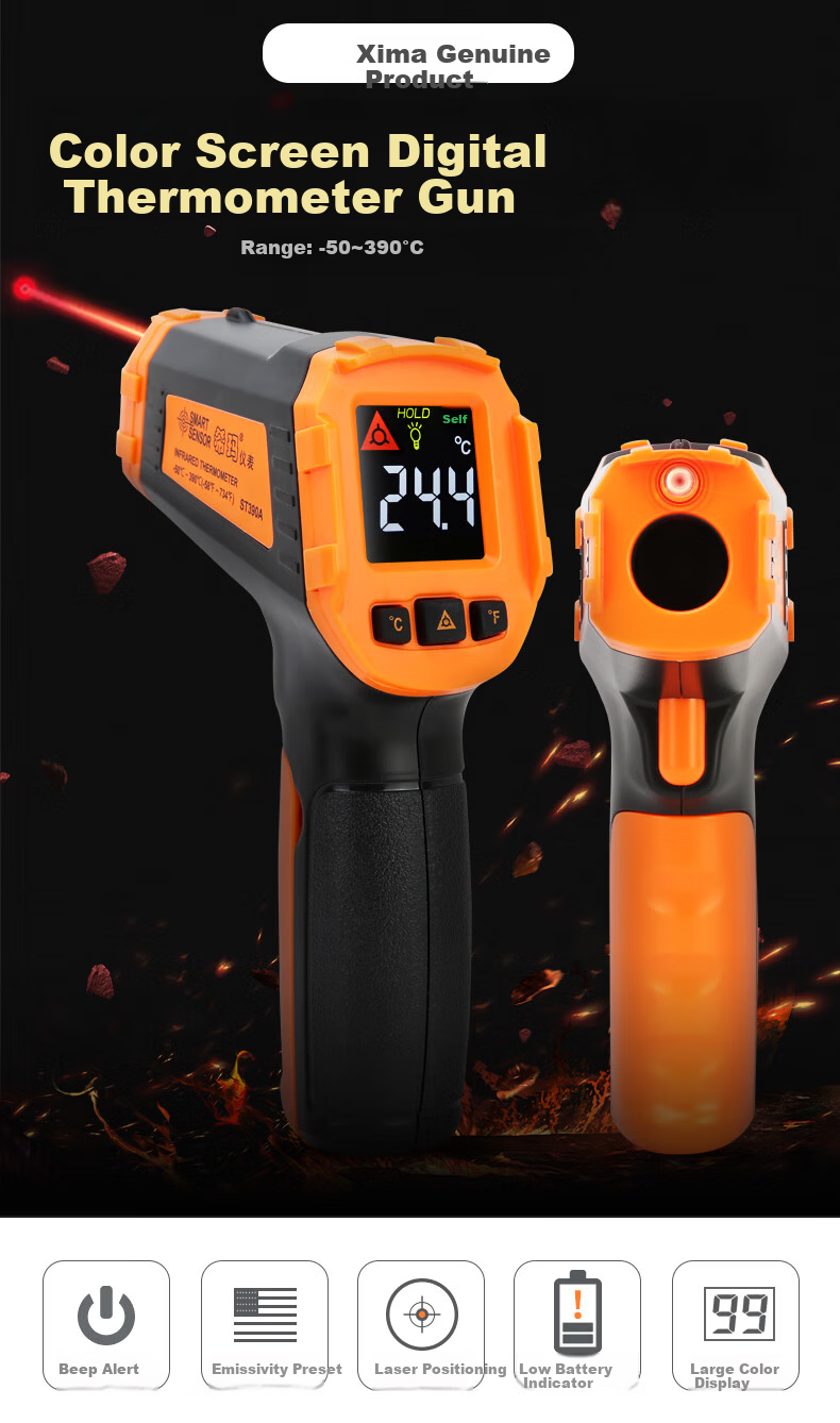 CEM ST490B Infrared Thermometer High-Definition Digital Industrial Temperature Gun Food Oil Temperature Meter 1