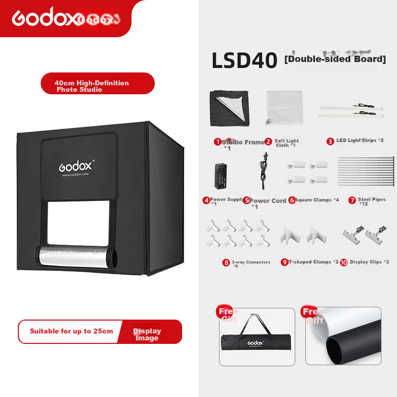 Godox 40cm Dual-Light Photography Lightbox Studio LED Fill Light for Product, Jewelry, and Still Life Photography