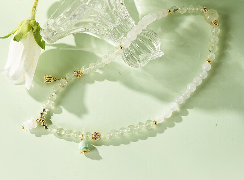 British Museum Lily of the Valley Prehnite Gradient Double-Layer Bracelet for Women Birthday Graduation Gift 11