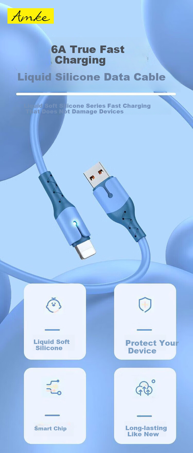 AMKE Apple Fast Charging Data Cable Car Charger Cable Compatible with iPhone 11/13/12 Pro Max/14 iPhone iPad Tablet Apple USB-Lightning Cable 1