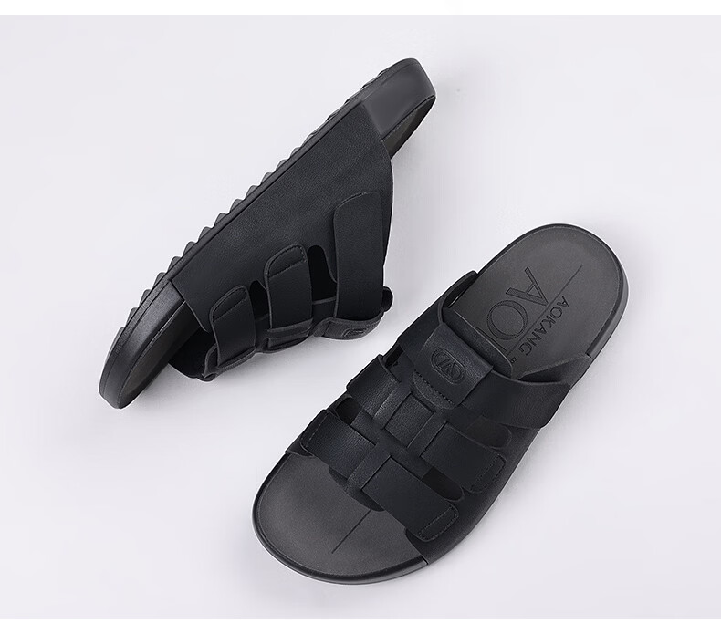 Aokang Summer Men's Casual Beach Sandals Black Size 43 22