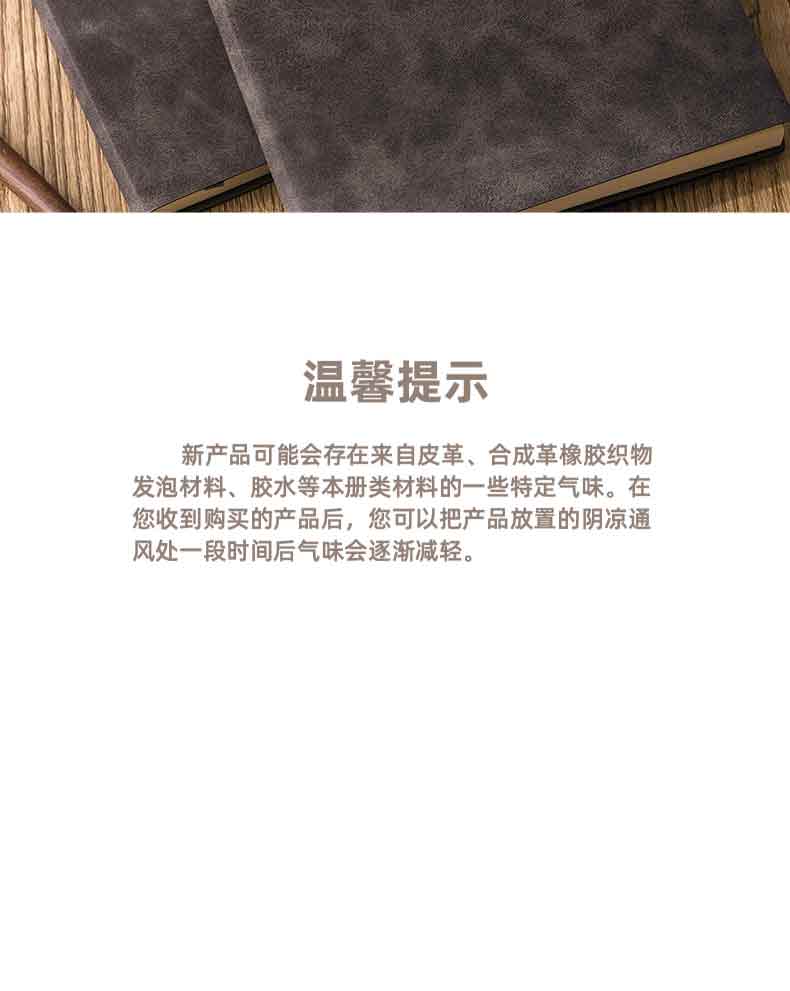 Deli Customizable Fashion Leather Notebook, Business Notepad, Sheepskin Journal, Meeting Record Book, 16K/120 Sheets, Gray, Single Pack, 3345 16