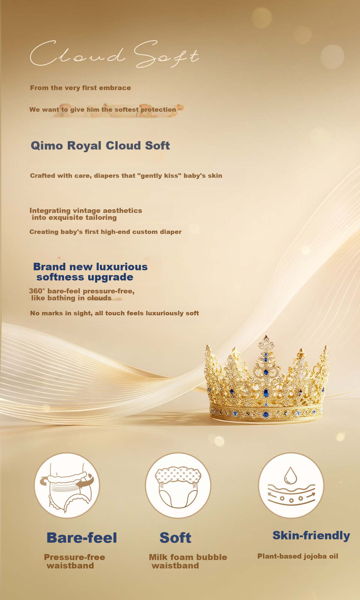 Q-MO Royal Cloud Soft Pull-Up Pants L24 (9-14kg) Elastic Ultra-Thin Breathable Mini Portable 2