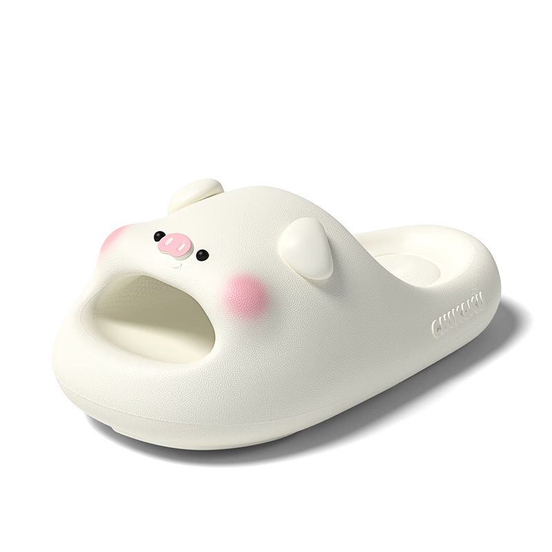Chikoku Cute Pink Pig Cartoon Slippers Women Summer Home Thick Sole Non-Slip Couple Outdoor Sandals Men