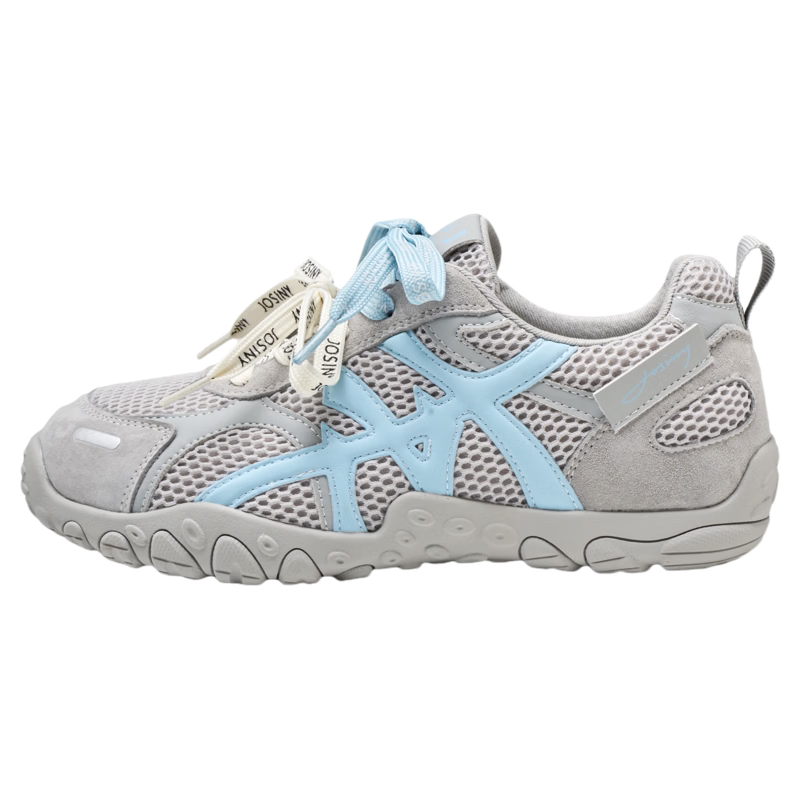 Zhuoshini Thick Sole Derby Shoes 2026 Spring New Women's Mesh Casual Breathable Agan Sneakers Sports Shoes Gray Purple Size 37