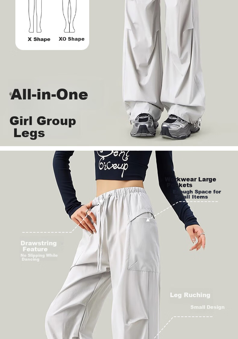 Free Style Women's Cargo Casual Pants New Drawstring Yoga Dance Loose Straight Outdoor Hiking Sports Long Pants Summer 3