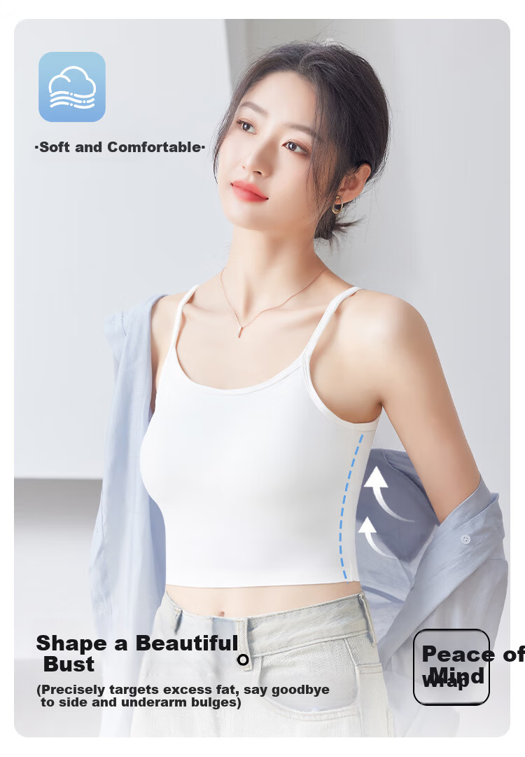 FitonTon Women's Seamless Ice Silk Camisole with Chest Pad, Backless Bra-Free Innerwear, Basic Layering Tank Top 3
