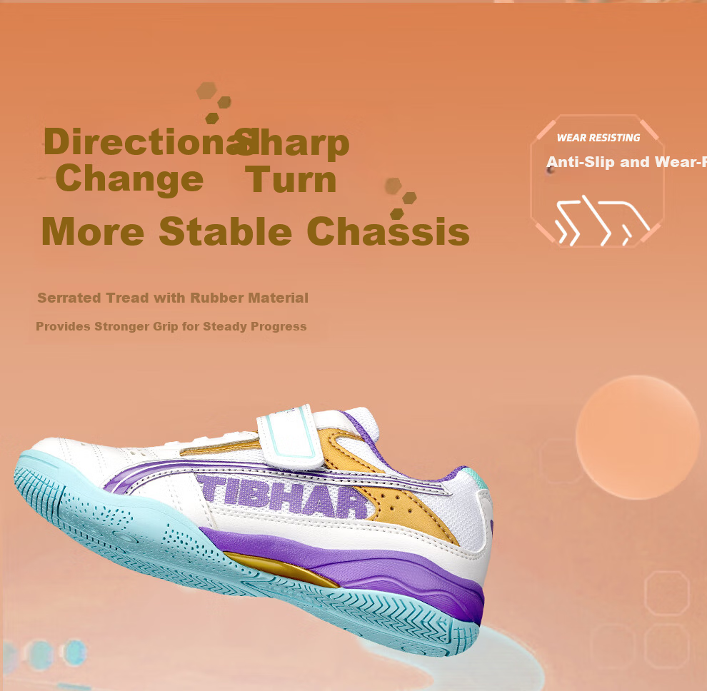 TIBHAR Kids Table Tennis Shoes Non-Slip Durable Training Breathable Rubber Sole Sports Shoes 01920 White Purple Size 36 8