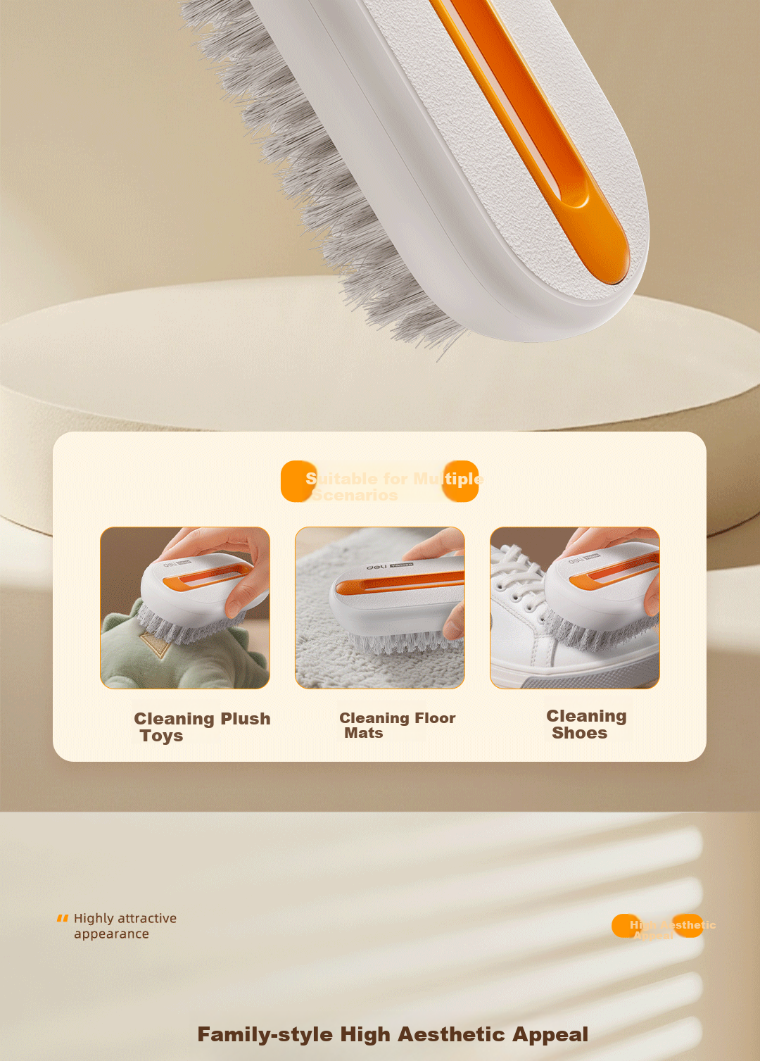 Deli Multifunctional Bed Brush Soft Bristle Sofa Brush Bedroom Household Carpet Cleaning Broom Dust Removal Brush 6