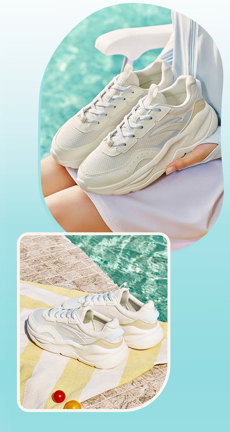 Anta Unrestrained Casual Women's Shoes Summer Mesh Breathable Lightweight Comfortable Thick Sole Height Increasing Fitness Jump Rope Running Sports Shoes 9