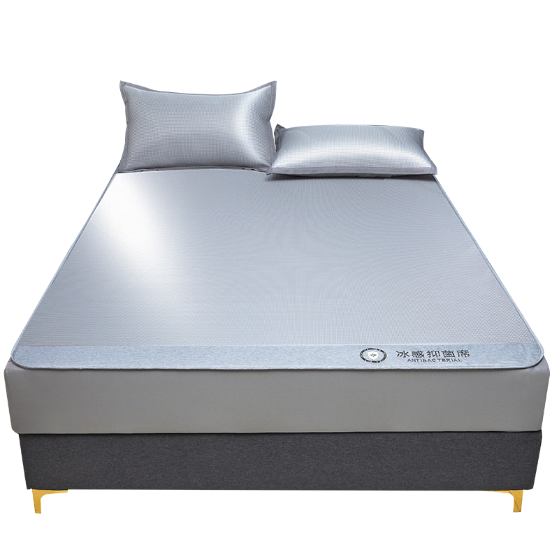 Hodo Antibacterial Ice Silk Cooling Mat Three-Piece Set Cooling Air-Conditioned Mat Home Use 1.5m Fitted Sheet Light Gray