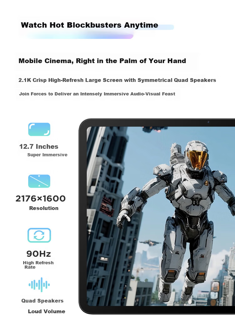 Lenovo Tablet Laiku Pro 12.7 [Exchange Only, No Repair] Eye Protection Ultra-Clear High Refresh Large Screen 8-Core Powerful CPU 10200mAh Large Battery 8+256GB WIFI Frost Silver 4