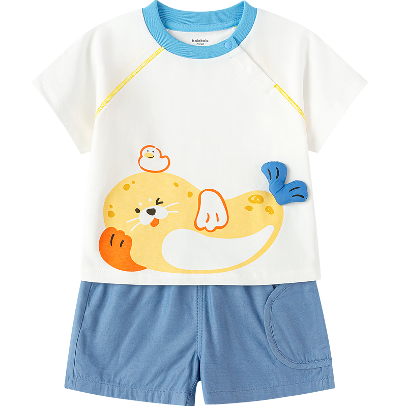 Balabala Kids Short Sleeve Set Baby Summer 2026 New Boys Girls T-Shirt and Pants Two-Piece Trendy Outfit