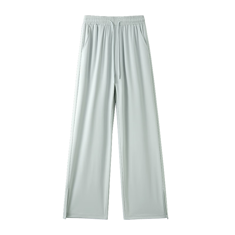 La Chapelle Ice Silk Cool Wide-Leg Pants for Women 2026 Summer New High-Waist Draped Slimming Split Sun-Protective Casual Trousers