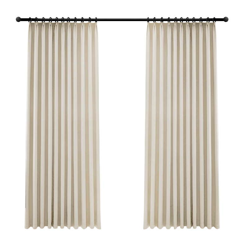 MINGJU Curtain Full Blackout Ready-Made Curtain Fabric Sunshade Taffeta Cream Hook Style 2.5*2.5 Single Panel