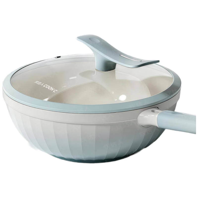 CHUI DA REN Titanium Ceramic Non-Stick Home Cooking Frying Pan Ceramic Wok No Coating Flat Bottom Gas Stove Induction Cooker Compatible