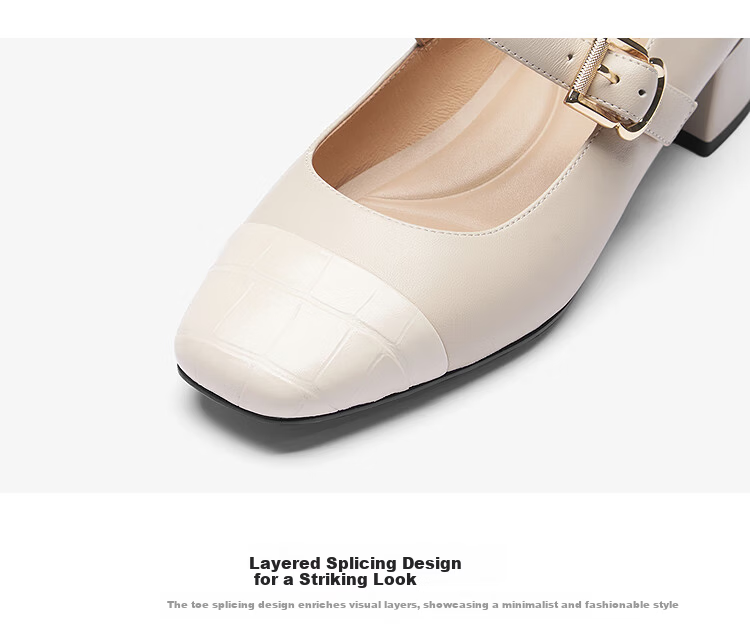 Le saunda 2025 Autumn Winter Fashion Commuter Chunky Heel Genuine Leather Mary Jane Shoes Women 6T35405 Cream White BEK39 4