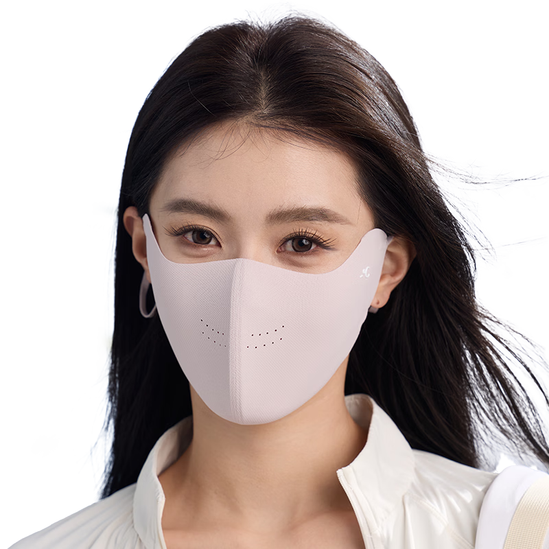 40,000 KM Sunscreen Mask for Women UV Protection Cooling Quick-Dry Fabric Anti-Drop Ear Loop Design Lotus Pink
