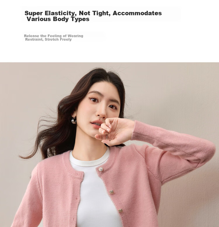 Sentubila Elegant Commuter Crew Neck Knit Sweater Women Autumn Soft Elastic Warm Thick Sweater Color Block Metal Button Long Sleeve Cardigan 9