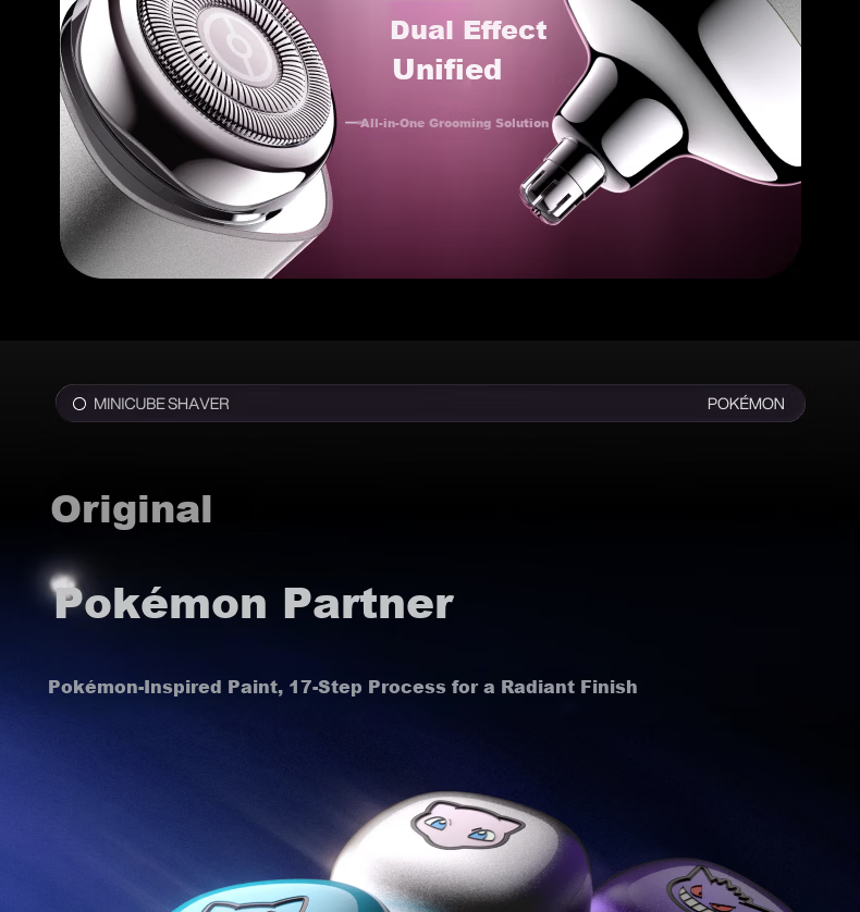 Yoose 2-in-1 Electric Nose Hair Trimmer and Shaver for Men Birthday New Year Gift for Boyfriend Husband Pokémon Collaboration Gift Box D1-T (Gengar) 5