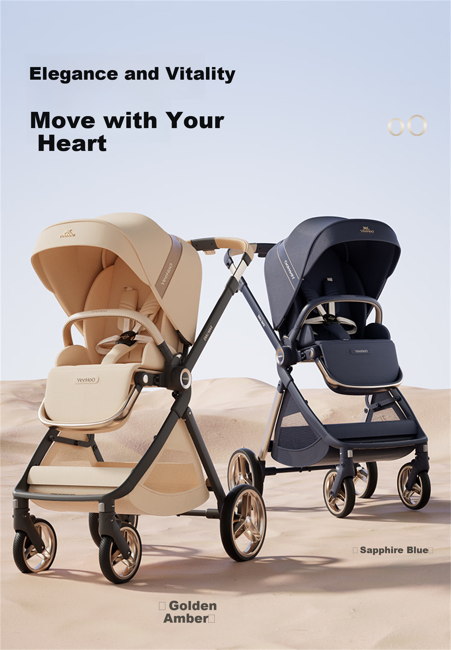 Elittile x emumax Baby Stroller Lightweight Newborn High Landscape Baby Pram Flowing Amber 33
