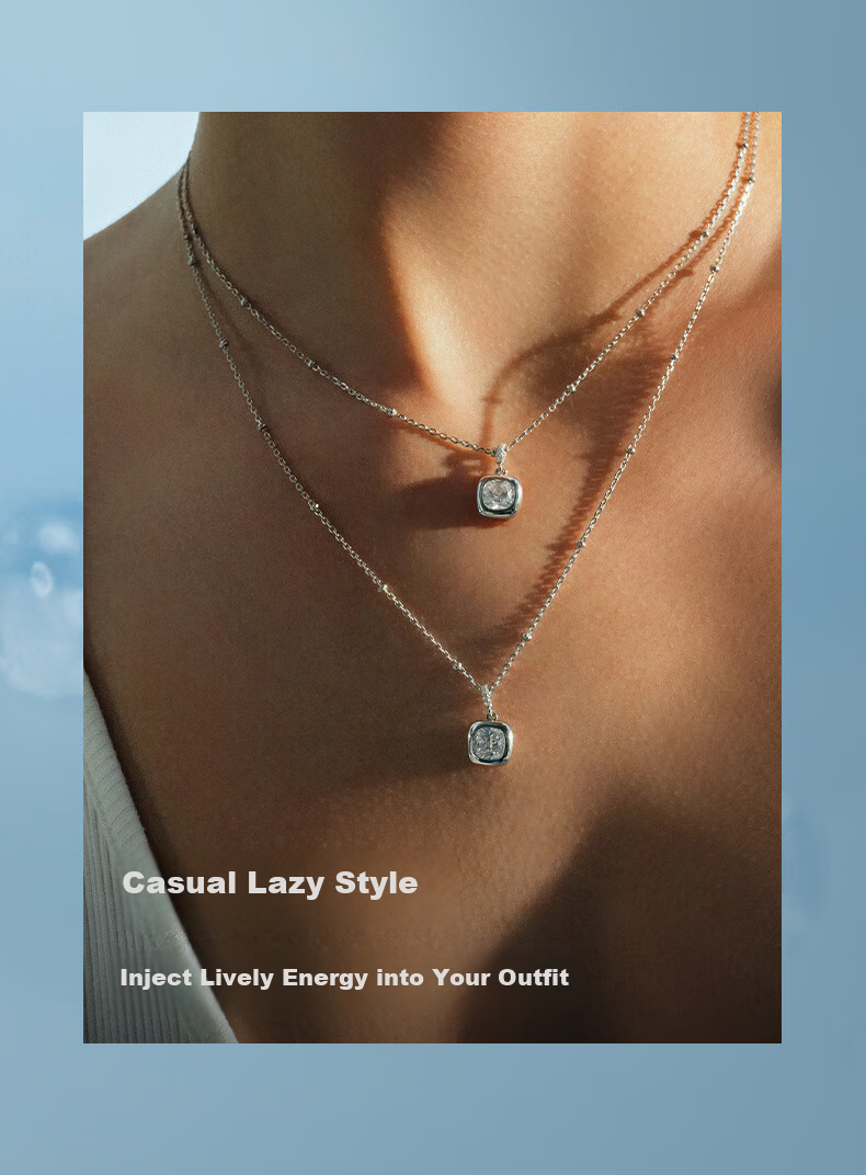 HEFANG Drunken Sugar Cube Necklace Clavicle Chain Premium Birthday Gift Women's Day Goddess Gift for Girlfriend 4