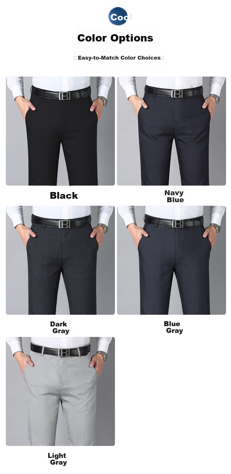 Pierre Cardin Breathable Wrinkle-Resistant Men's Summer Business Formal Straight Casual Trousers Dark Gray 33 24